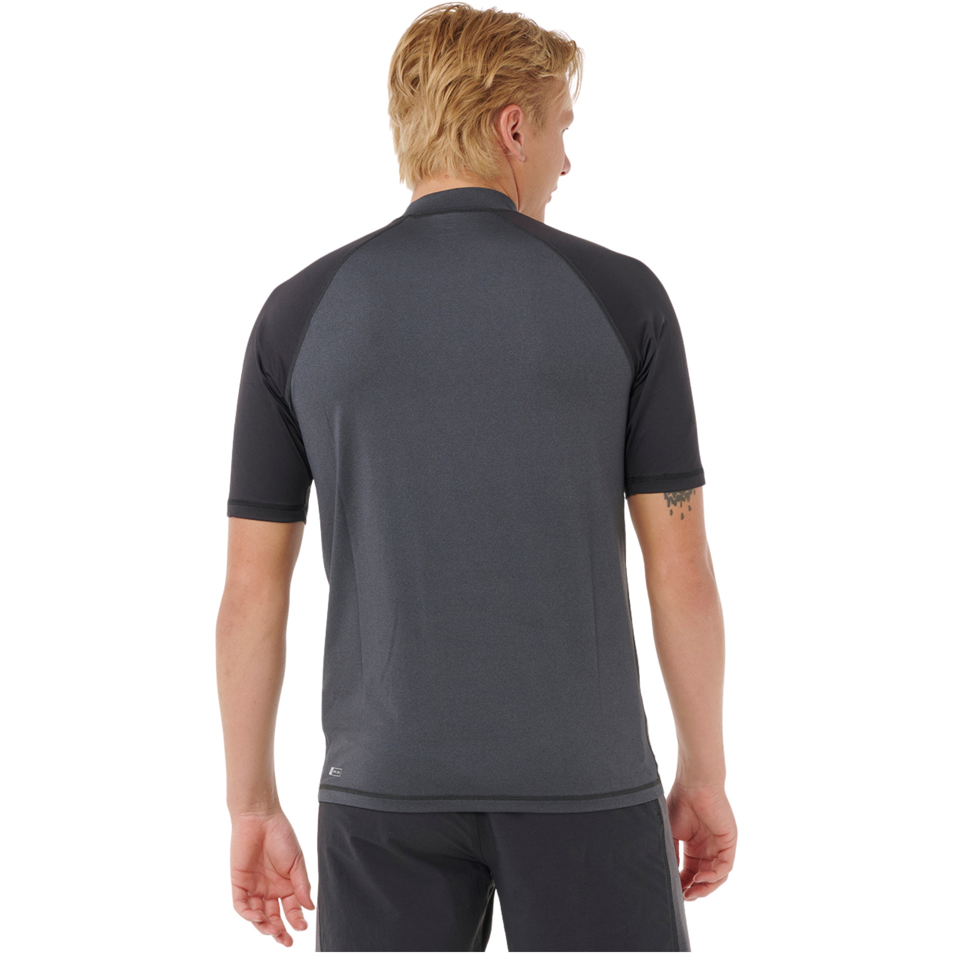 2026 Rip Curl Mens Shock UPF Short Sleeve Rash Vest 16HMRV - Black Marle